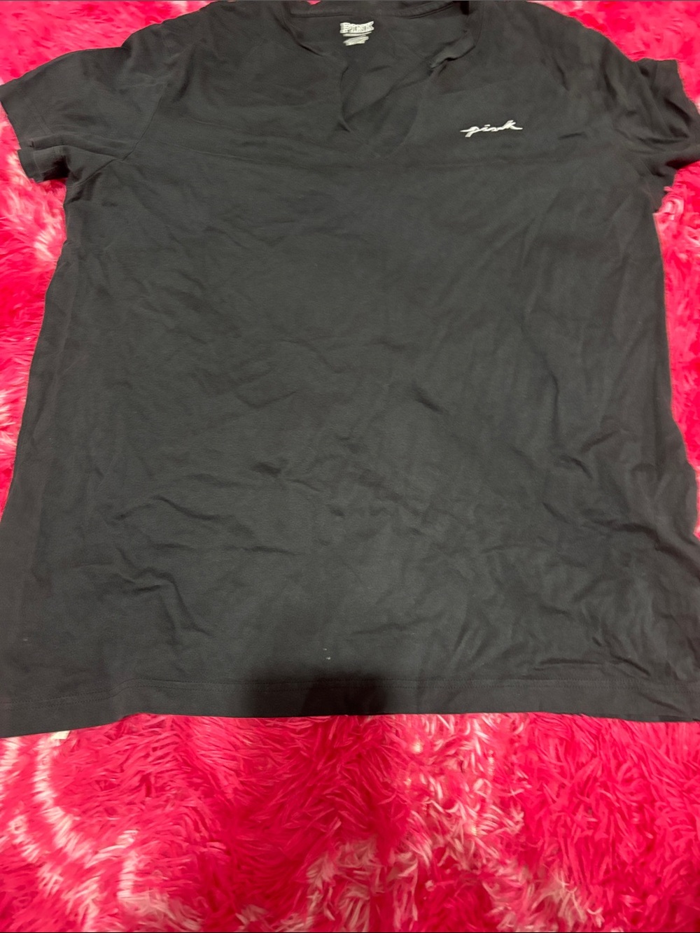 PINK Victoria's Secret Men’s Black V-Neck Polo Tee